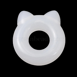 Transparent Resin Pendants, Cat Shape Charm, WhiteSmoke, 15.5x14x4mm(RESI-B045-01)