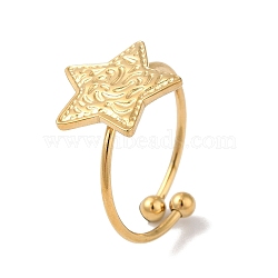 Ion Plating (IP) 304 Stainless Steel Starfish Open Cuff Rings for Women, Golden, 12x13mm(RJEW-M167-08D-G)