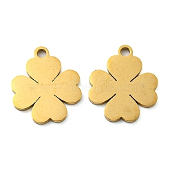 Ion Plating(IP) 316 Surgical Stainless Steel Charms, Laser Cut, Clover Charm, Real 18K Gold Plated, 14.5x12.5x1mm, Hole: 1.6mm(STAS-H190-14G-01)