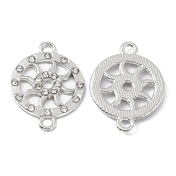 Alloy Crystal Rhinestone Connector Charms, Flat Round Wheel Links, Platinum, 27x20x2mm, Hole: 2.2mm(FIND-A024-14P)