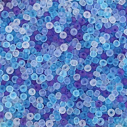 Frosted Colours Glass Seed Beads, Rondelle, Light Sky Blue, 4mm, Hole: 1mm, about 100pcs/set(PW-WG88870-19)