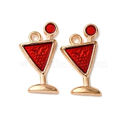 Alloy Enamel Pendants, Goblet Charm, Light Gold, Red, 20x11.5x2mm, Hole: 1.6mm(FIND-D304-02A-KCG)