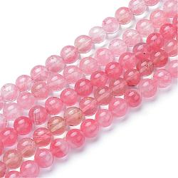 Cherry Quartz Glass Bead Strands, Round, 8mm, Hole: 1mm, about 50pcs/strand, 15.7 inch(G-R412-14-8mm)