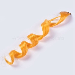 Fashion Women's Hair Accessories, Iron Snap Hair Clips, with Chemical Fiber Colorful Hair Wigs, Orange, 50x3.25cm(PHAR-TAC0001-003)