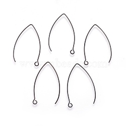 304 Stainless Steel Earring Hooks, with Horizontal Loop, Electrophoresis Black, 41.5x24x0.8mm, Hole: 2mm, 20 Gauge, Pin: 0.8mm(STAS-O119-03B-02)