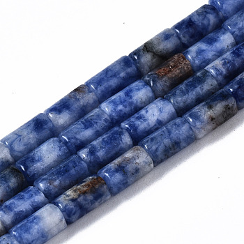 Natural Blue Spot Jasper Beads Strands, Column, 5~6x3mm, Hole: 0.8mm, about 62~63pcs/strand, 15.35~15.75 inch(39~40cm)