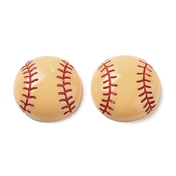 Opaque Resin Decoden Cabochons, Sport Ball, BurlyWood, Baseball, 24~25x7~8mm