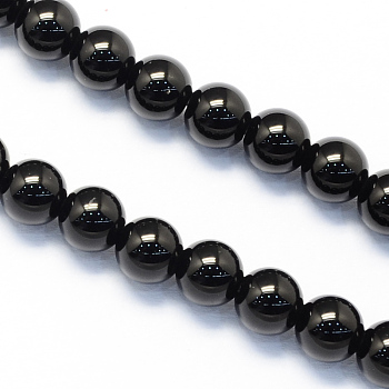 Round Natural Black Onyx Beads Strands, 10mm, Hole: 1mm, about 38pcs/strand, 14.3 inch