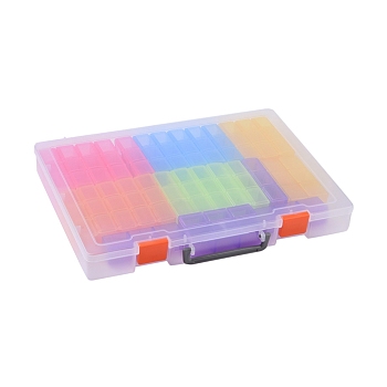Plastic Bead Storage Containers, Removable, 90 Compartments, Rectangle, Colorful, 35.9x26.4x4.3cm, 3 Compartments: about 10.1x2.6x3cm, 90 Compartments/box