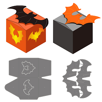Haloween Box Carbon Steel Cutting Dies Stencils, for DIY Scrapbooking, Photo Album, Decorative Embossing Paper Card, Stainless Steel Color, Bat, 141~167x104~150x0.8mm, 2pcs/set