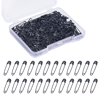 2 Boxes 2 Style Iron Safety Pins, Black, 18.5~19x4.5~5x1.5~2mm, 1 box/style