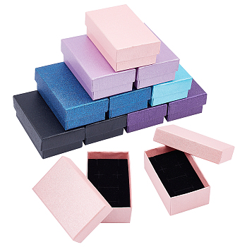 Paper Box, Snap Cover, with Sponge Mat, Bracelet Box, Rectangle, Mixed Color, 8.1x5x3cm, 6 colors, 4pcs/color, 24pcs/set