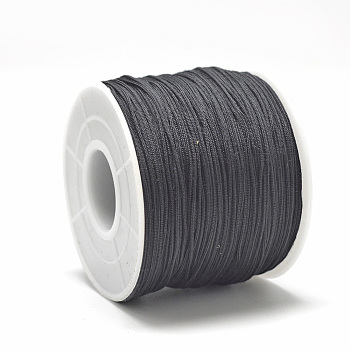 Polyester Cords, Black, 0.5~0.6mm, about 131.23~142.16 yards(120~130m)/roll