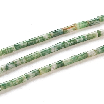 Natural Green Spot Jasper Beads Strands, Column, 4~5x2.2mm, Hole: 0.8mm, about 85~99pcs/Strand, 15.75 inch(40cm)