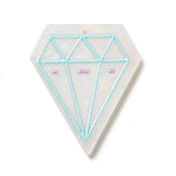Printed Opaque Acrylic Pendants, Diamond Pattern, 34x28.5x2mm, Hole: 1.4mm