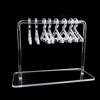 Acrylic Earrings Display Stands, Clothes Hangers Shaped Dangle Earring Organizer Holder, with 8Pcs Mini Hangers, Clear, 6x15x12cm