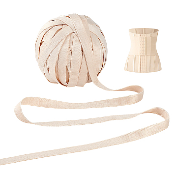 Polyester Elastic Cords, Flat, Moccasin, 10mm, about 21.87 Yards(20m)/Skein