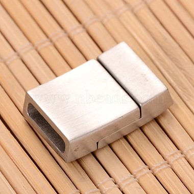 Mixed Smooth & Matte 304 Stainless Steel Rectangle Magnetic Clasps with Glue-in Ends(STAS-I045-05)-3