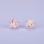 Printed Round Silicone Focal Beads, White, 15x15mm, Hole: 2mm(SI-JX0056A-92)