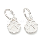 925 Sterling Silver Paw Print Charms, with Jump Rings and 925 Stamp, Silver, 7.5x6x1.5mm, Hole: 4mm(STER-P071-07S)