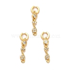 Brass Pave Clear Cubic Zirconia Musical Note Connector Charms, Ion Plating(IP), Golden, 20.5mm, Pendant: 16.5x3.5x1.5mm, Hole: 3.5mm and 1mm(KK-H515-15G)