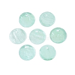 Natural Shell Charms, Mother of Pearl Shell Disc Charms, Dyed, Pale Turquoise, 15x0.5~1mm, Hole: 1.4~1.5mm(BSHE-WH0014-01F)