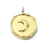 Ion Plating(IP) 304 Stainless Steel Pendants, Real 18K Gold Plated, Flat Round Charm, Moon, 16.5x12.5x2.5mm, Hole: 1.5mm(STAS-B058-23G-01)