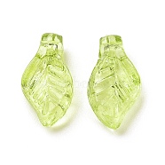 Transparent Acrylic Charms, for Earrings Accessories, Leaf Charms, Green Yellow, 9.7x5.5x3.6mm, Hole: 1.2mm(TACR-G041-01A)
