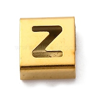 Ion Plating(IP) 304 Stainless Steel Square Slide Charms, Golden, Letter Z, 9x8x4mm, Hole: 3.5x8.5mm(STAS-L132-18Z-G)