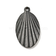 Ion Plating(IP) 304 Stainless Steel Pendants, Oval Charm, Black, 22.5x13x1.9mm, Hole: 1.6mm(STAS-D025-05B-01)