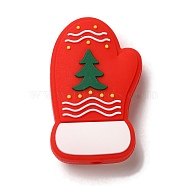 Christmas series Silicone Beads, Red, Glove, 30x19x8.5mm, Hole: 2mm(SIL-S006-01G)