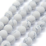 Synthetic Turquoise Beads Strands, Frosted, Round, WhiteSmoke, 8mm, Hole: 0.8mm, about 50pcs/strand, 15.74 inch(40cm)(G-P387-02-8mm)