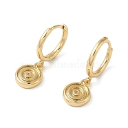 Brass Dangle Earrings, Flat Round, Light Gold, 22.5x7.5mm(EJEW-L271-33KCG)