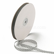 100 Yards Polka Dot Print Nylon Ribbons, Flat, Dark Slate Gray, 3/8 inch(10mm), about 100 Yards/Roll(OCOR-G014-01F)