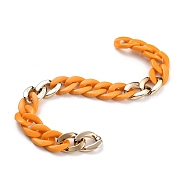 Handmade Acrylic Curb Chains, Twisted Chain, Opaque, Spray Painted, with CCB Plastic Links, Oval, Golden, Orange, link: 22.5x16.5x5mm, 39.37 inch(1m)/strand(AJEW-JB00699-01)