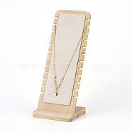 Bamboo Necklace Display Stand, L-Shaped Long Chain Display Stand, Rectangle, Microfibre, 10x25.8cm(NDIS-E022-04)