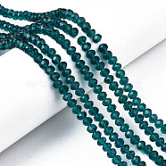 Glass Beads Strands, Faceted, Rondelle, Dark Cyan, 6x5mm, Hole: 1mm, about 85~88pcs/strand, 16.1~16.5 inch(41~42cm)(EGLA-A034-T6mm-D27)