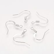 Brass French Earring Hooks, with Horizontal Loop, Flat Earring Hooks, Nickel Free, Silver, 17mm, Hole: 2mm(X-KK-Q366-S-NF)