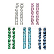 Brass Micro Pave Cubic Zirconia Stud Earrings, Rectangle, Platinum, Mixed Color, 35x5mm(EJEW-H014-08P)