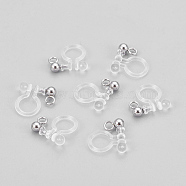 304 Stainless Steel and Plastic Clip-on Earring Findings, Stainless Steel Color, 11x11x3mm, Hole: 1.5mm(STAS-P208-01P)