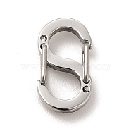 304 Stainless Steel Push Gate Snap Key Clasps, Double Snap S Clasps, Stainless Steel Color, 16.5x9x2mm(STAS-L207-23A-P)