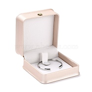 PU Leather Jewelry Box, with Reain Crown, for Bracelet Packaging Box, Square, Pink, 9.6x9.4x5.2cm(CON-C012-02D)