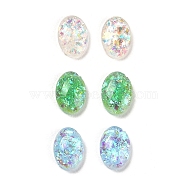 Resin Imitation Opal Cabochons, with Glitter Powder, Flat Back Oval, Mixed Color, 6.5x4.5x1.5mm(RESI-H148-06)
