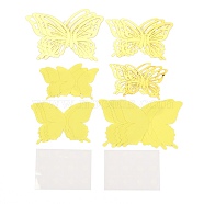 3D Plastic Wall Stickers, with Adhesive Tape, for Home Living Room Bedroom Wall Decorations, Butterfly, Yellow, 60~90x80~120x0.5mm, 24pcs/set(DIY-F077-03H)