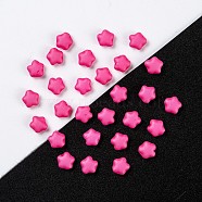 Czech Glass Beads, Star, Hot Pink, 6x6x3mm, Hole: 0.8mm, about 67pcs/10g(X-GLAA-L025-E19)
