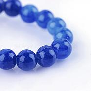Natural Dyed Yellow Jade Gemstone Bead Strands, Round, Midnight Blue, 6mm, Hole: 1mm, about 66pcs/strand, 15.7 inch(G-R271-6mm-Y22)