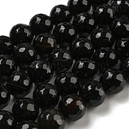 Natural Agate Round Beads Strand, Dyed, Faceted, Black, 10mm, Hole: 1mm, about 38pcs/strand, 14.56 inch(G-L084-10mm-28)