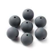 Food Grade Eco-Friendly Silicone Beads, Baby Chew Teething, Round, Gray, 15mm, Hole: 2mm(SIL-WH0013-01A)