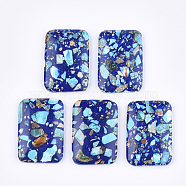 Assembled Synthetic Imperial Jasper and Natural Lapis Lazuli Pendants, Dyed, Rectangle, Blue, 47x32x7.5mm, Hole: 1.4mm(G-S329-048)