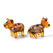 Handmade Lampwork Home Decorations, 3D Hippo Ornaments for Gift, Chocolate, 56.5~58x21.5~22.5x41~43mm(LAMP-T011-58)